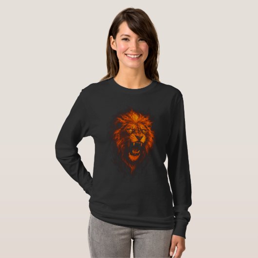 León de fuego Camiseta manga larga T-shirt (Voorkant volledig)