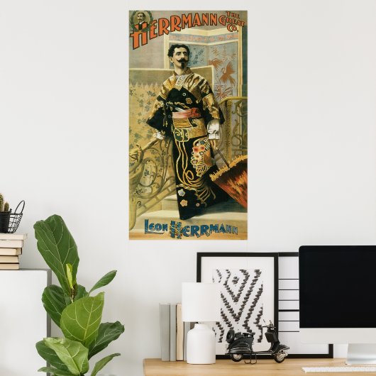 Leon Herrmann  Magician  Vintage Poster (Thuiskantoor)