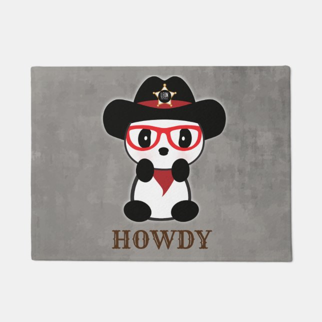 Leon Het Panda Beer - Cowboy Panda Beer Deurmat (Voorkant)