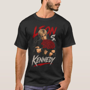Leon Horror Kennedy Art 04 Basic Donkere T-Shirt