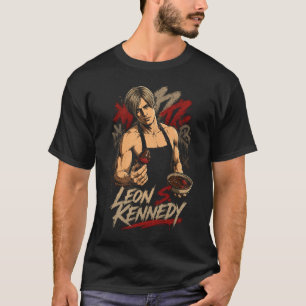 Leon Horror Kennedy Art 05 Basic Donkere T-Shirt