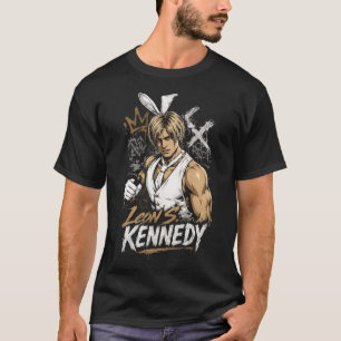 Leon Horror Kennedy Art 07 Basic Donkere T-Shirt