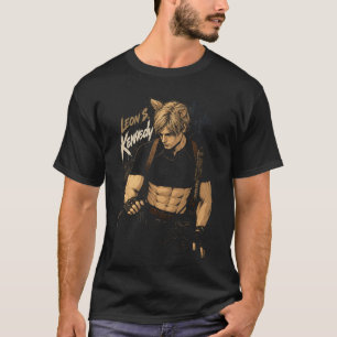 Leon Horror Kennedy Art 08 Basic Donkere T-Shirt