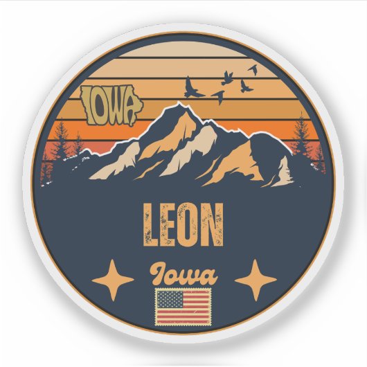 Leon, Iowa Ia, Verenigde Staten Sticker (Voorkant)
