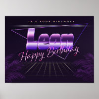Leon Name Vorname retro Poster Geburtstag