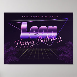 Leon Name Vorname retro Poster Geburtstag