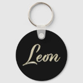 Leon Name whitegold Button Schlüsselanhänger Sleutelhanger (Voorkant)