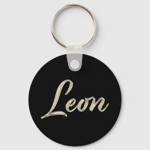 Leon Name whitegold Button Schlüsselanhänger Sleutelhanger