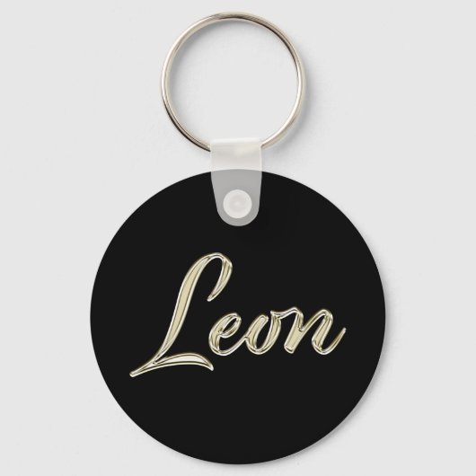 Leon Name whitegold Button Schlüsselanhänger Sleutelhanger (Voorkant)