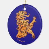 Leon op blauw keramisch ornament (Links)
