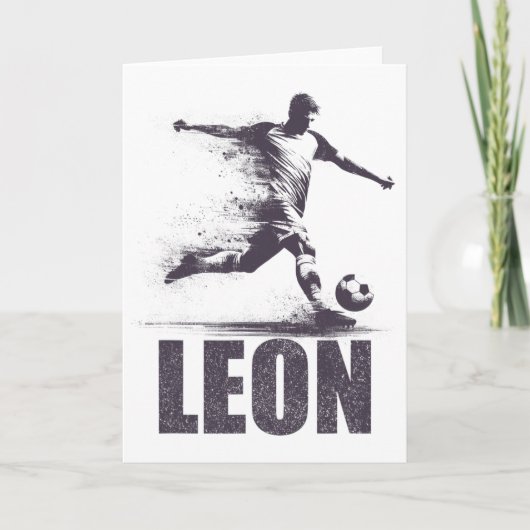 Leon Soccer Boys Personalized First Name Leon Kaart (Voorkant)