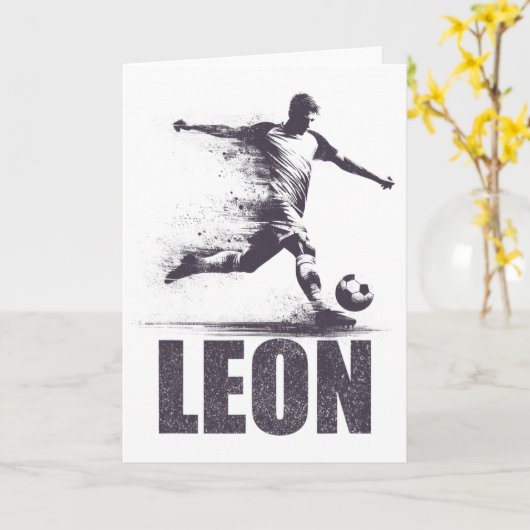 Leon Soccer Boys Personalized First Name Leon  Kaart (Gele Bloem)