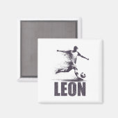 Leon Soccer Boys Personalized First Name Leon  Magneet (Voorkant / Achterkant)