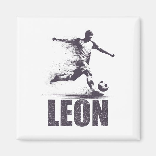 Leon Soccer Boys Personalized First Name Leon  Magneet (Voorkant)