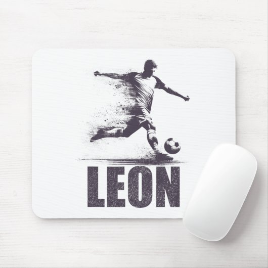 Leon Soccer Boys Personalized First Name Leon Muismat (Met muis)