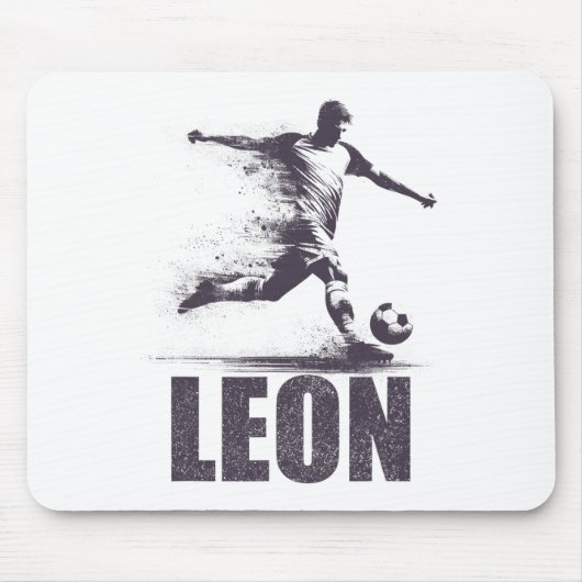 Leon Soccer Boys Personalized First Name Leon Muismat (Voorkant)