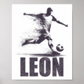 Leon Soccer Boys Personalized First Name Leon  Poster (Voorkant)