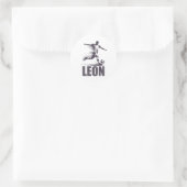 Leon Soccer Boys Personalized First Name Leon  Ronde Sticker (Tas)