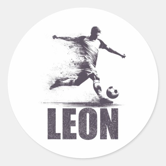Leon Soccer Boys Personalized First Name Leon  Ronde Sticker (Voorkant)