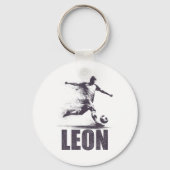 Leon Soccer Boys Personalized First Name Leon Sleutelhanger (Voorkant)