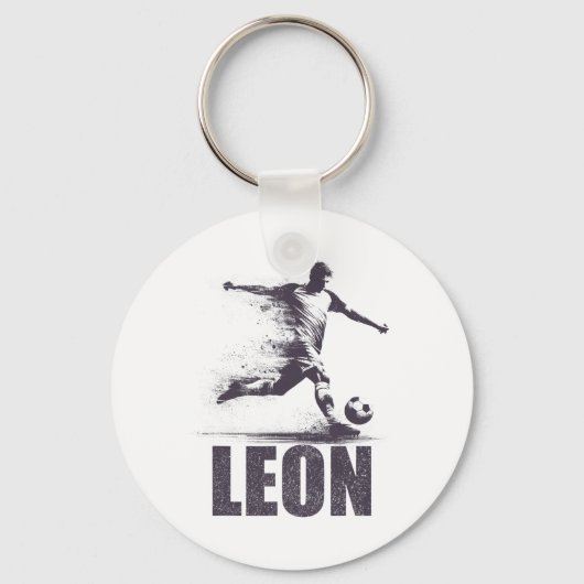 Leon Soccer Boys Personalized First Name Leon  Sleutelhanger (Voorkant)