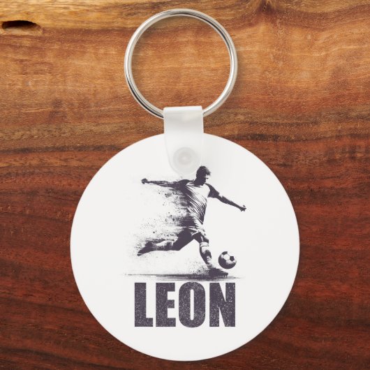 Leon Soccer Boys Personalized First Name Leon  Sleutelhanger (Voorkant)