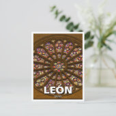 León Spanje Kathedraal Roos Venster Briefkaart (Staand voorkant)