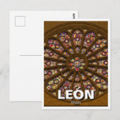 León Spanje Kathedraal Roos Venster Briefkaart (Voorkant / Achterkant)