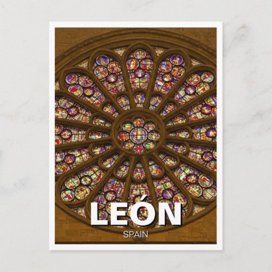 León Spanje Kathedraal Roos Venster Briefkaart (Voorkant)