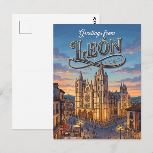 León, Spanje Spanje Briefkaart (Voorkant / Achterkant)