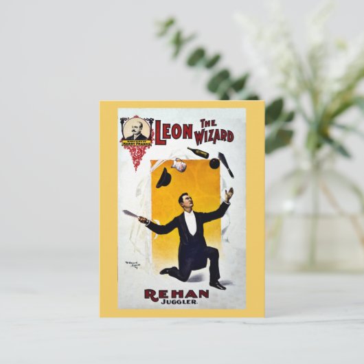  leon The Wizard, Rehan Juggler Circus Briefkaart (Staand voorkant)