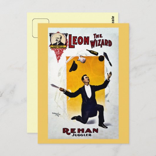  leon The Wizard, Rehan Juggler Circus Briefkaart (Voorkant / Achterkant)
