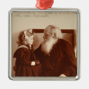 Leon Tolstoy met zijn kleindochter, Tatiana Metalen Ornament