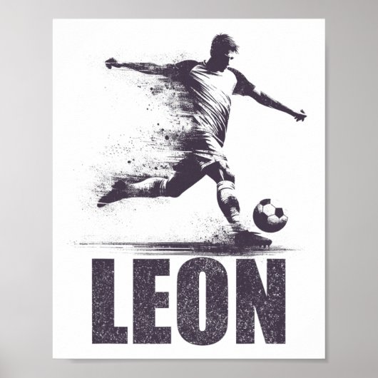 Leon Voetbal Jongens Gepersonaliseerde Eerste Naam Poster (Voorkant)