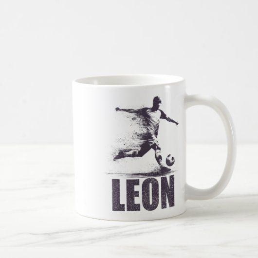 Leon Voetbaljongens Gepersonaliseerde voornaam Leo Koffiemok (Rechts)