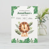 Leon Zoo Party: Een minimalistische Verjaardag van Kaart (Staand voorkant)