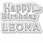 Leona Happy Birthday silver Aufkleber Sticker (Voorkant)
