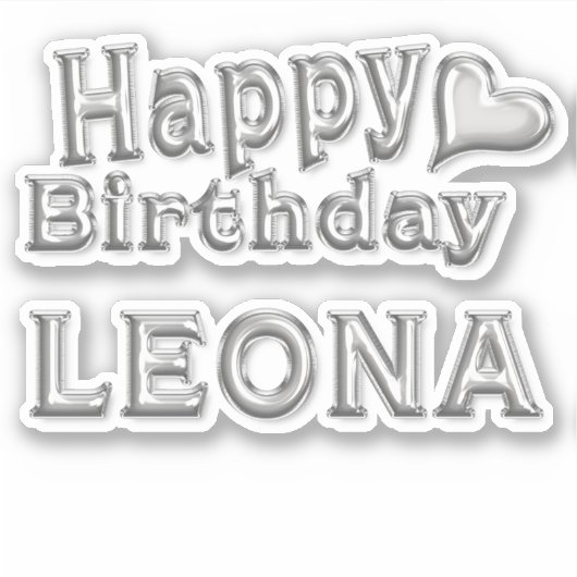 Leona Happy Birthday silver Aufkleber Sticker (Voorkant)