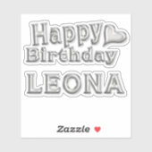 Leona Happy Birthday silver Aufkleber Sticker (Vel)