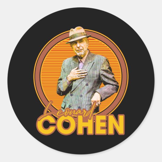 Leonard Cohen 70s esthetische stijl Ventilatorkuns Ronde Sticker (Voorkant)