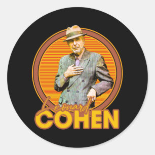 Leonard Cohen 70s esthetische stijl Ventilatorkuns Ronde Sticker