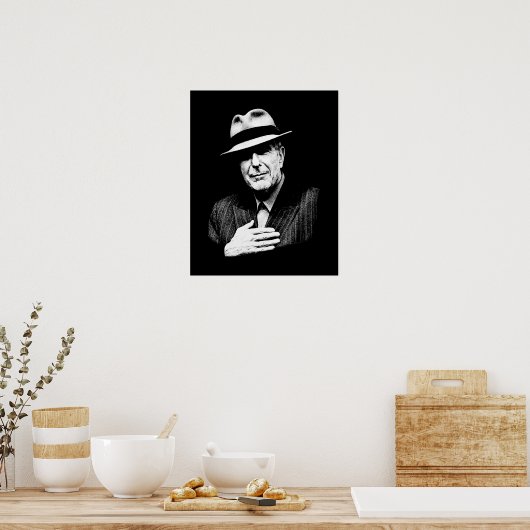 Leonard Cohen - Black and White Music Legend Poster (Keuken)