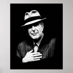 Leonard Cohen - Black and White Music Legend Poster