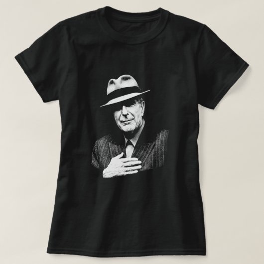 Leonard Cohen - Black and White Music Legend T-shirt (Design voorkant)