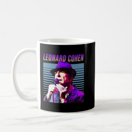 Leonard Cohen Faded 80's esthetisch design Koffiemok (Links)