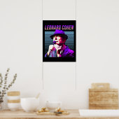 Leonard Cohen Faded 80's  esthetisch design Poster (Keuken)