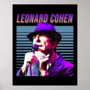 Leonard Cohen Faded 80's  esthetisch design Poster