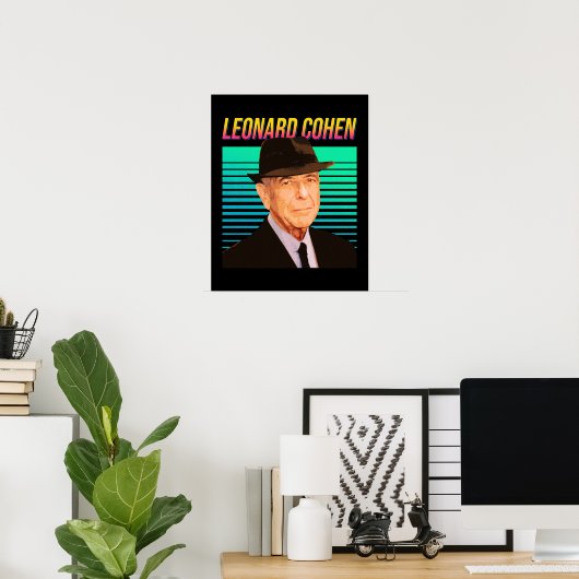 Leonard Cohen Retro Portrait Poster (Thuiskantoor)