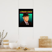 Leonard Cohen Retro Portrait Poster (Keuken)