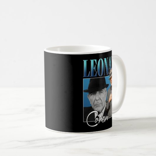 Leonard Cohen Retro Style Gifts voor ventilatoren Koffiemok (Voorkant rechts)